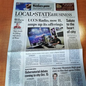 UCCS Radio is featured on the front page of the Local/State/Business section of the Colorado Springs Gazette.